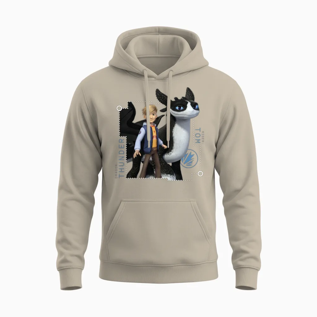 Dragons: the Nine Realms Tom and Thunder Unisex Hoodie in Sand