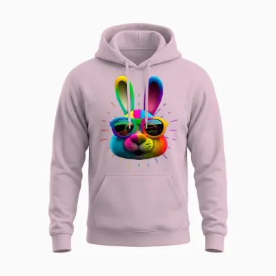 Hasengesicht Cooler Osterhase Mit Brille Ostern Bunny T-Shirt Schwarz Klein Unisex Erwachsene Oster-T-Shirt Unisex Hoodie - Light Pink