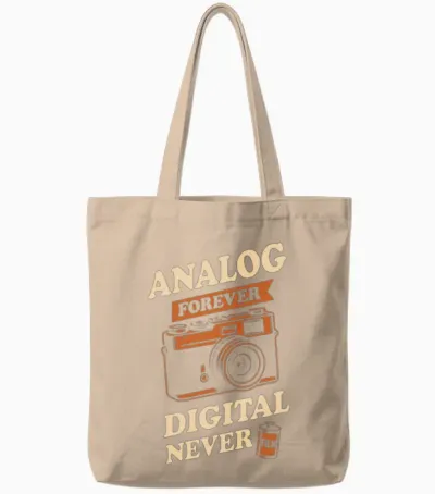 Retro Camera Club Analog Photography Film Roll Tote Bags - Natural