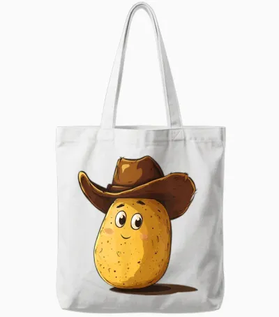 Lustiges Wild West Kartoffel Mit Cowboyhut Kostüm Tote Bags - White