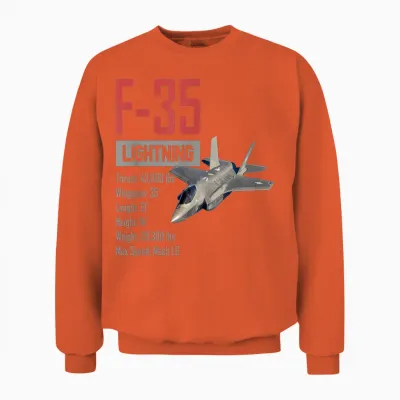 American Airplane Fighter Stealth F35 Lightning Unisex Sweatshirt - Orange