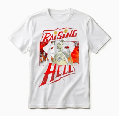 Stranger Things Eddie Munson Raising Hell T-Shirt, Black, S Unisex T-Shirt - White