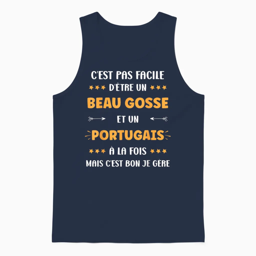 Origin Portugal Super Portuguese Handsome Kid Humor Portuguese T-Shirt, Black, S Unisex Tank Top in Navy