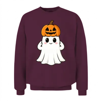 Halloween Pumpkin Hat Ghost Unisex Sweatshirt - Maroon