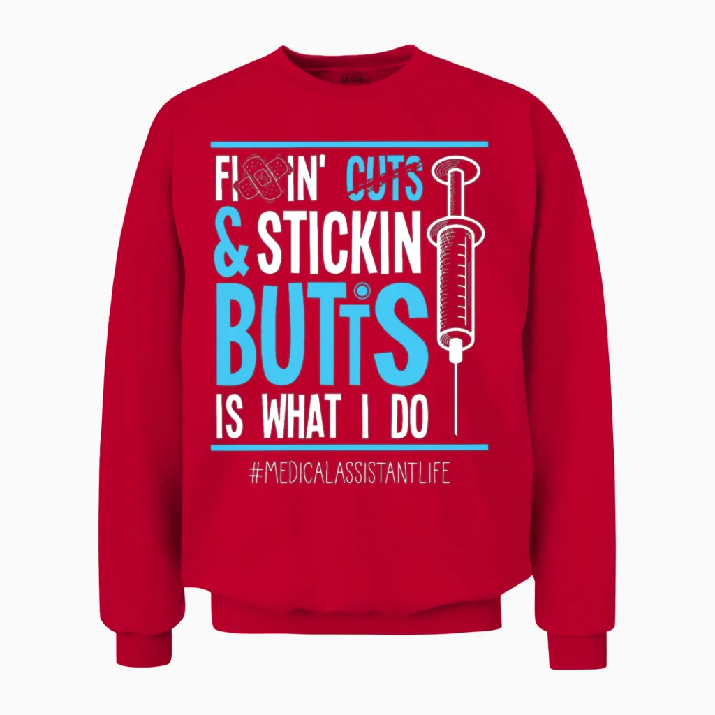 Certified Medical Assistant Fixing Cuts Cma Humor Unisex Sweatshirt in Red