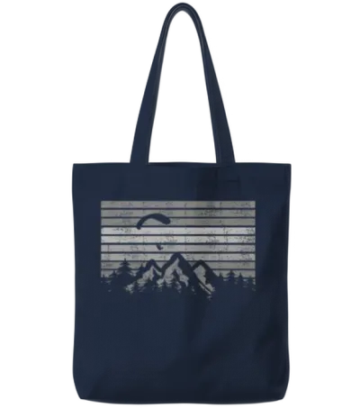 Retro Paragliding Over the Mountains Tote Bags - Navy