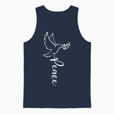 Dove of Peace for Freedom and Happiness with Peace T-Shirt, Black Unisex Tank Top - Navy