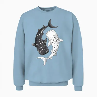 Walhai Yin Yang Meeresbiologie Unisex Sweatshirt - Light Blue
