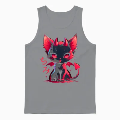 Yami Kawaii Devil Cat Creepy Cute Pastel Goth Japanese T-Shirt, Black Unisex Tank Top - Sport Grey
