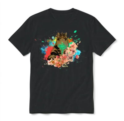 Vibrant Cat Unisex T-Shirt - Black