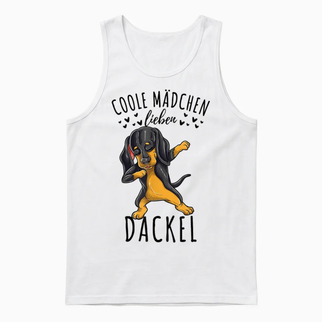 Coole Mädchen Lieben Dackel Unisex Tank Top in White