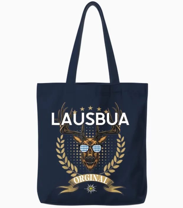 Lausbua Hirsch Lederhose Kinder Trachten Herren Lausbua Tote Bags in Navy