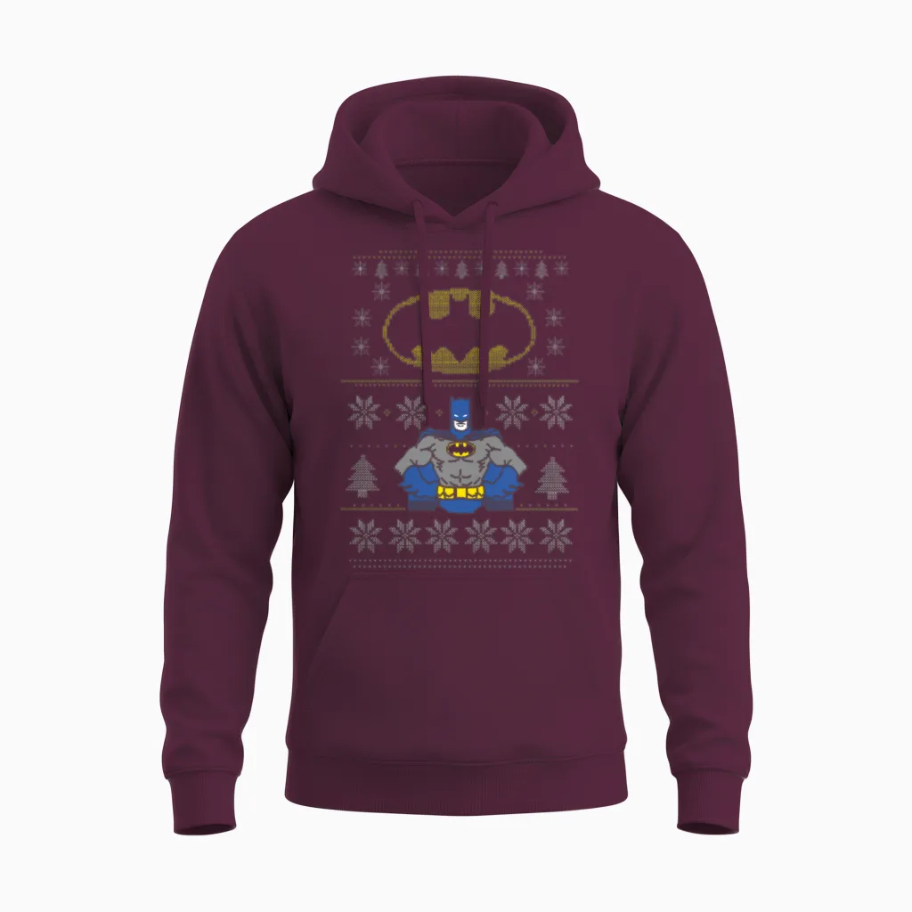 Dc Comics Batman Christmas Ugly Unisex Hoodie in Maroon