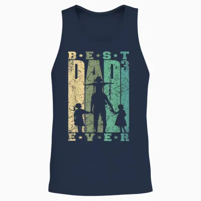 Papa Von Drei Mädchen Vatertag Retro Vater Mit 3 Töchtern Unisex Tank Top - Navy