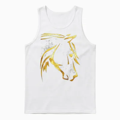Horse Head Golden | Horseriding | Horse Riding Unisex Tank Top - White