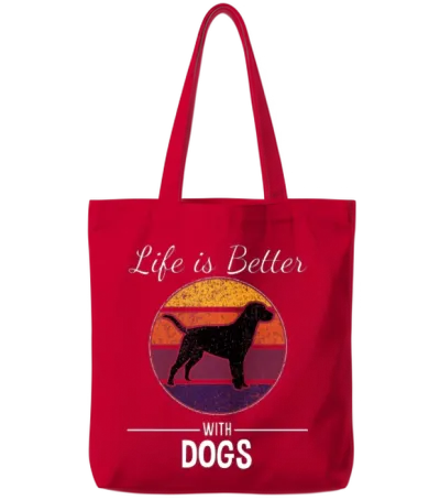 Life Is Better with Dogs - Dog Lover Tote Bags - Red