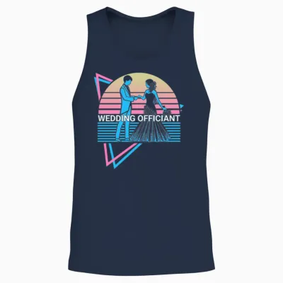 Wedding Officiant Retro Unisex Tank Top - Navy