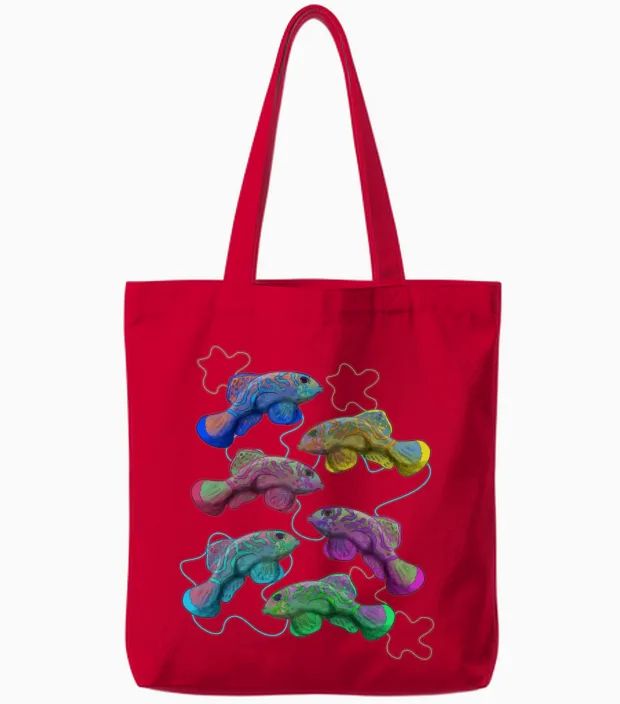 Sea Fish Aquarium Tote Bags in Red
