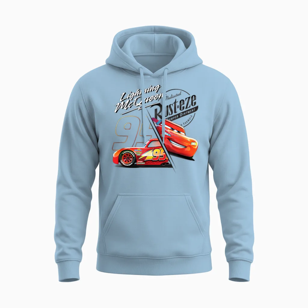 Pixar Cars Lightning Mcqueen Rusteze Unisex Hoodie in Light Blue