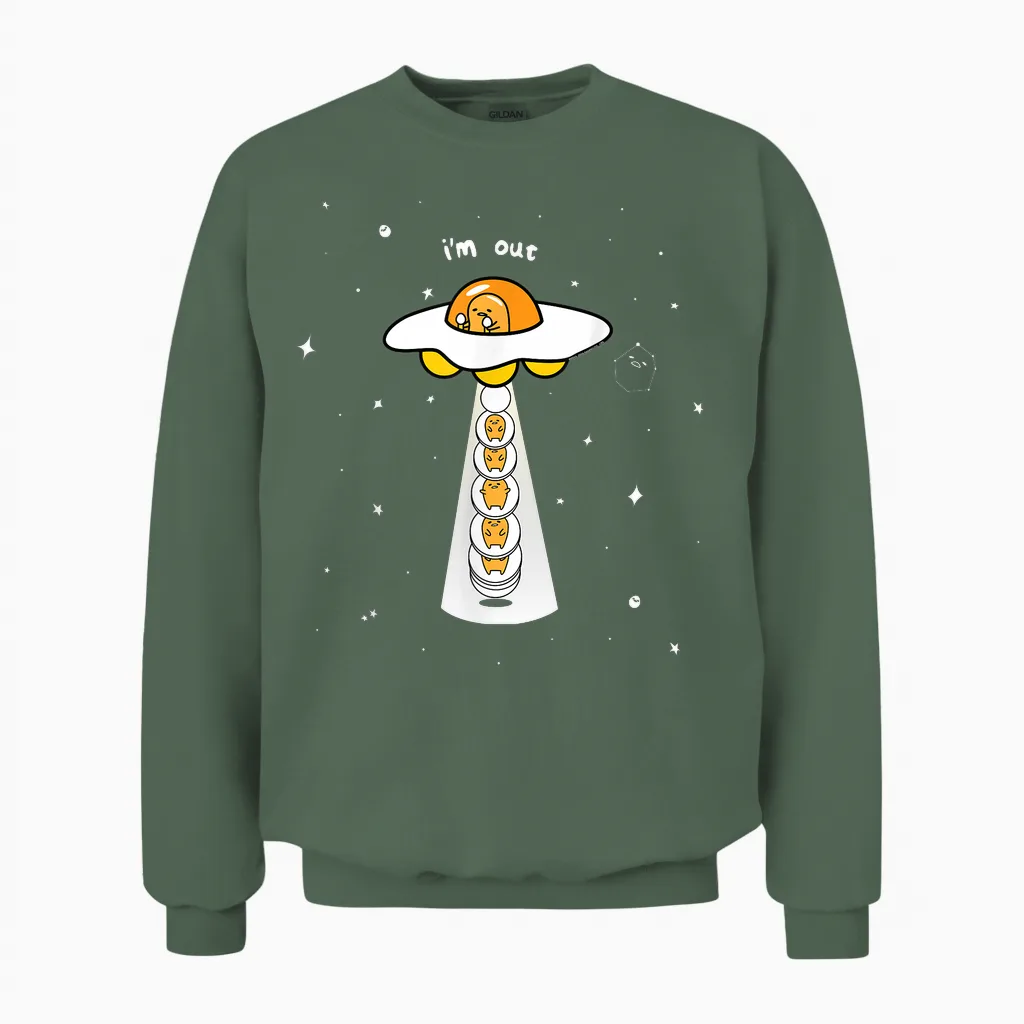Gudetama Spaced Out Unisex Sweatshirt in Military Green