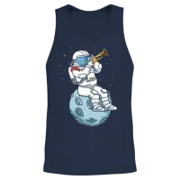 Trumpet Astronaut for Trumpet and Jazz Musicians Unisex Tank Top - Navy – 2