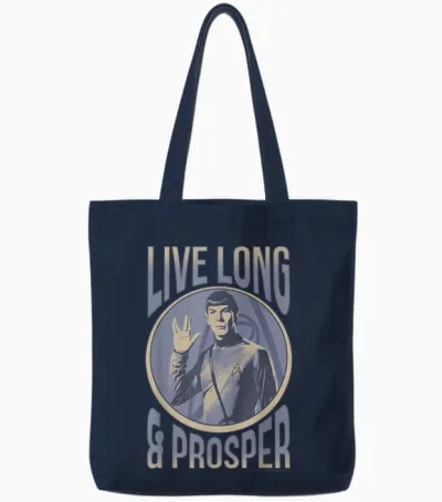 Star Trek Original Series Spock Prosper Premium T-Shirt, Black, S Tote Bags - Navy