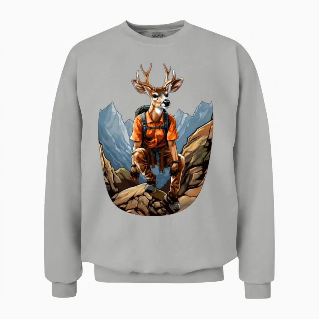 Deer Mountaineering / Hiking Deer Unisex Sweatshirt in Ash