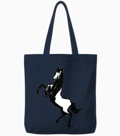 Horse Sketch Tote Bags - Navy