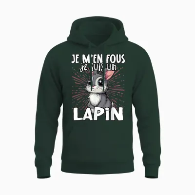 Je M'en Fous Je Suis Un Lapin Cute Rabbit T-Shirt, Black, S Unisex Hoodie - Forest