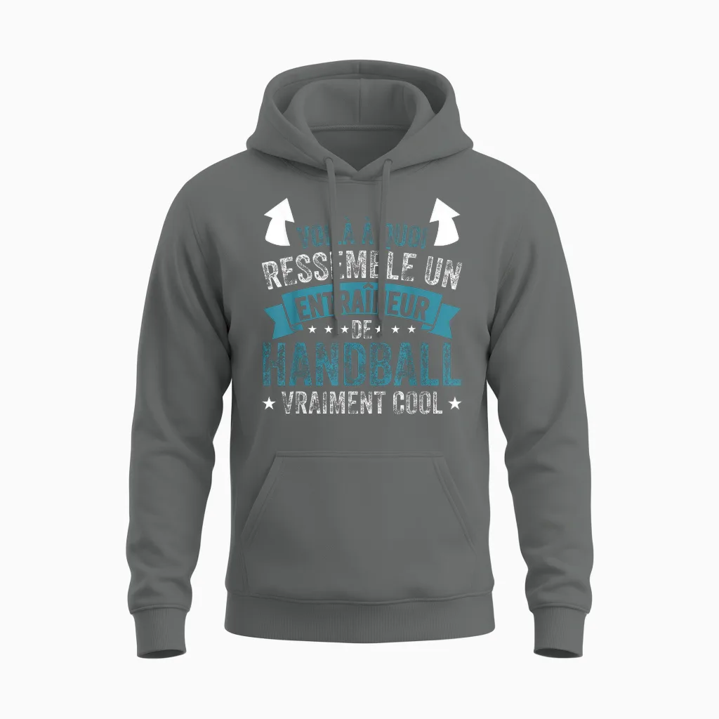 Funny Coach a Handball Coach Really Cool T-Shirt, Black, S Unisex Hoodie in Graphite Heather