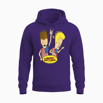 Beavis and Butt-Head Rock Out Us Flag Shirts Unisex Hoodie - Purple