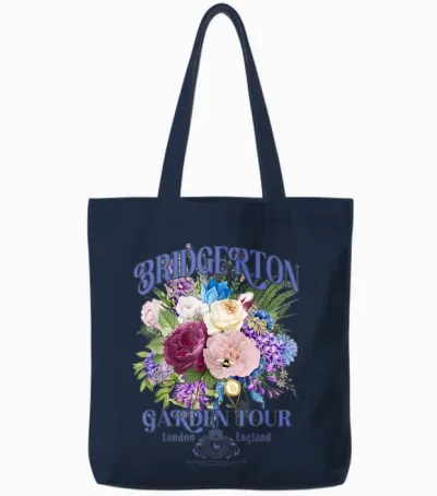 Bridgerton Garden Tour Tote Bags - Navy