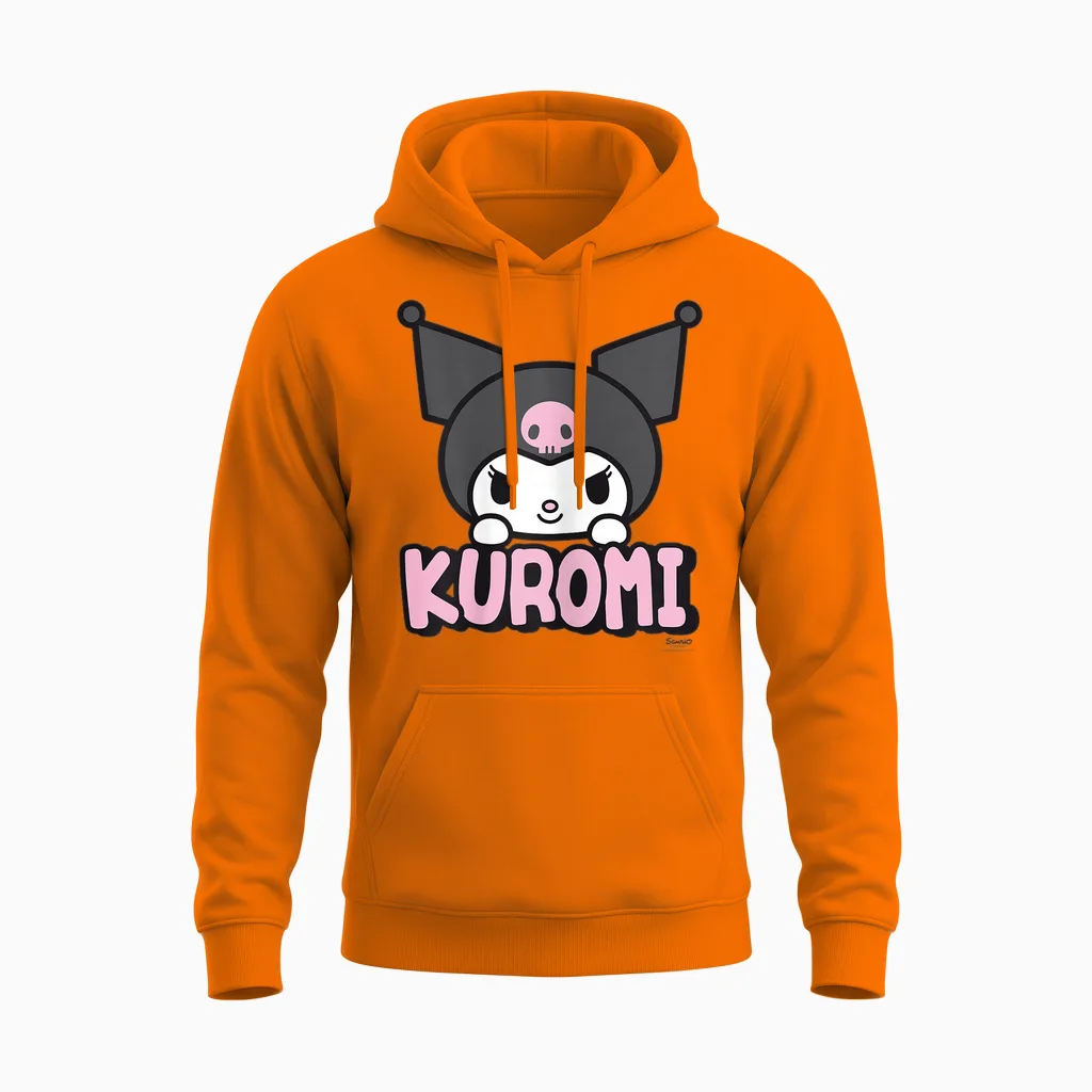 Hello Kitty Kuromi Character Unisex Hoodie in Safety Orange