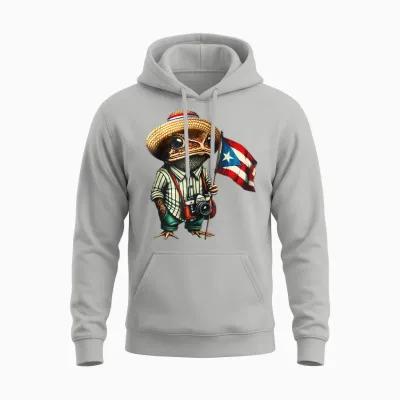 Coqui Frog Puerto Rico Puerto Rican Flag Taino Boricua Unisex Hoodie - Ash
