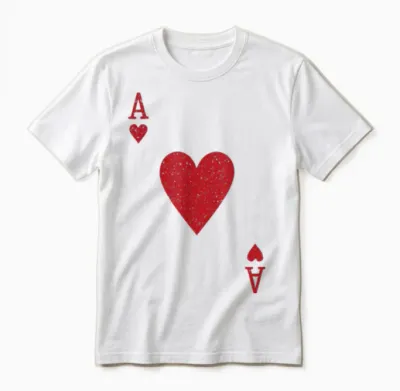Ace Heart Card Poker Vegas T-Shirt Fancy Dress Costume Unisex T-Shirt - White