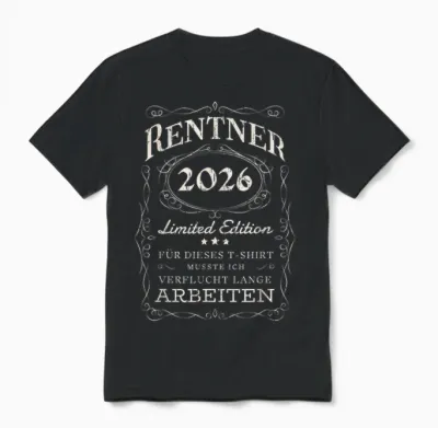 Rentner 2026 Pension Ruhestand Geschenk Vintage Rentner Unisex T-Shirt - Black