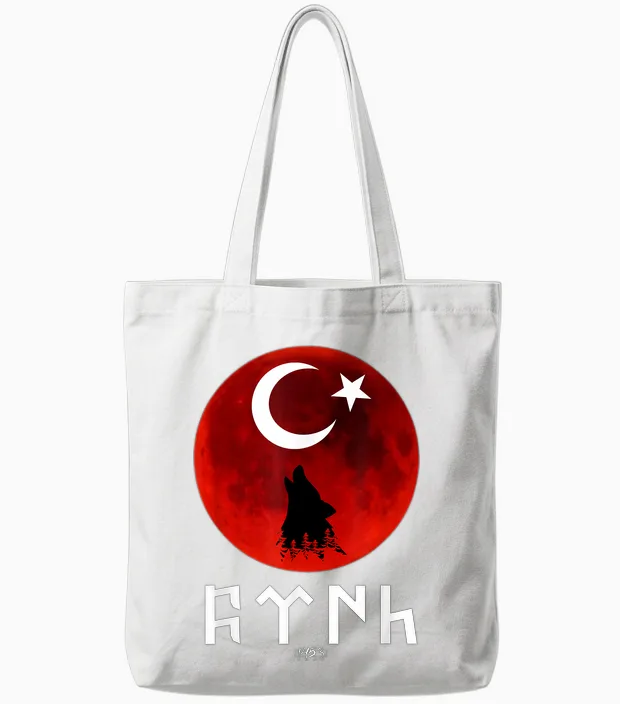 Göktürk Ayyildiz Türkei Flagge Türk Bayrak Bozkurt Tengri Tote Bags in White