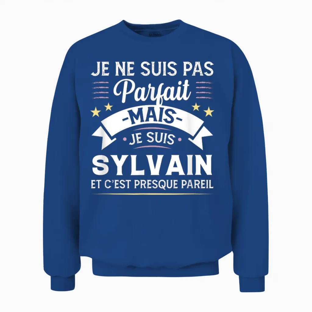 Gift Idea Personalised Name Sylvain Humour Man Unisex Sweatshirt in Royal