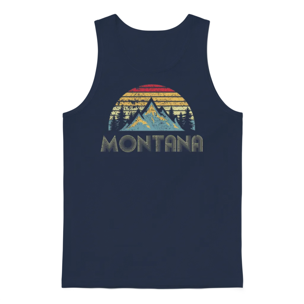 Montana Mountains Camping Hiking Unisex Tank Top - Navy