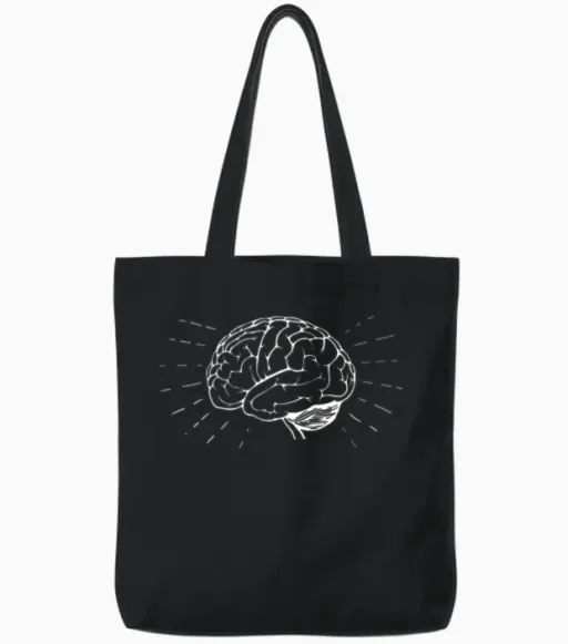 Cool Brain Intelligence Symbol Tote Bags in Black