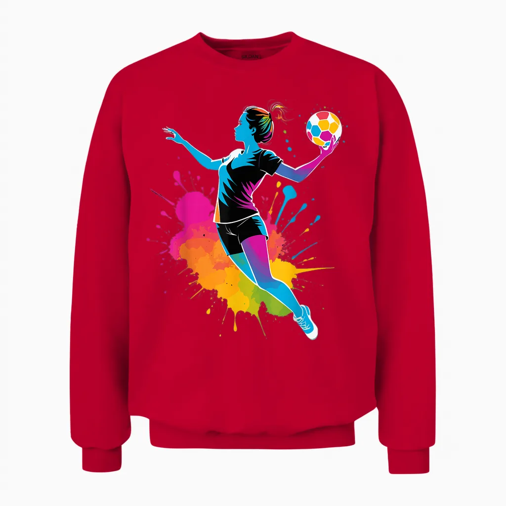 Handballer Women's / Girls' Handball T-Shirt, Black, S Unisex Sweatshirt in Red