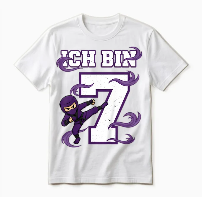 I Am 7 Ninja Birthday 7 Years Boy Karate Unisex T-Shirt in White