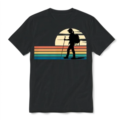 Hiking Female Hiker Colorful Unisex T-Shirt - Black