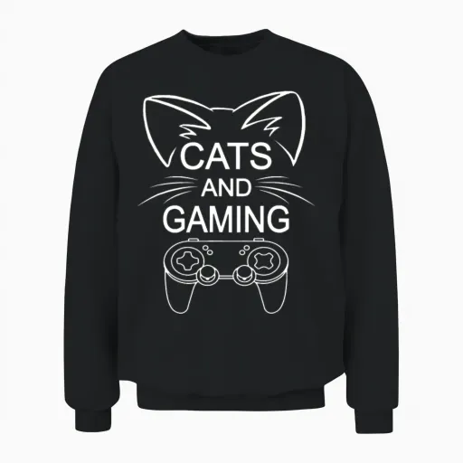 Cats and Gaming Unisex Sweatshirt in Black