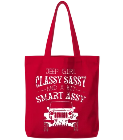 Jeep Girl Classy Sassy and a Bit Smart Assy Car Tote Bags - Red