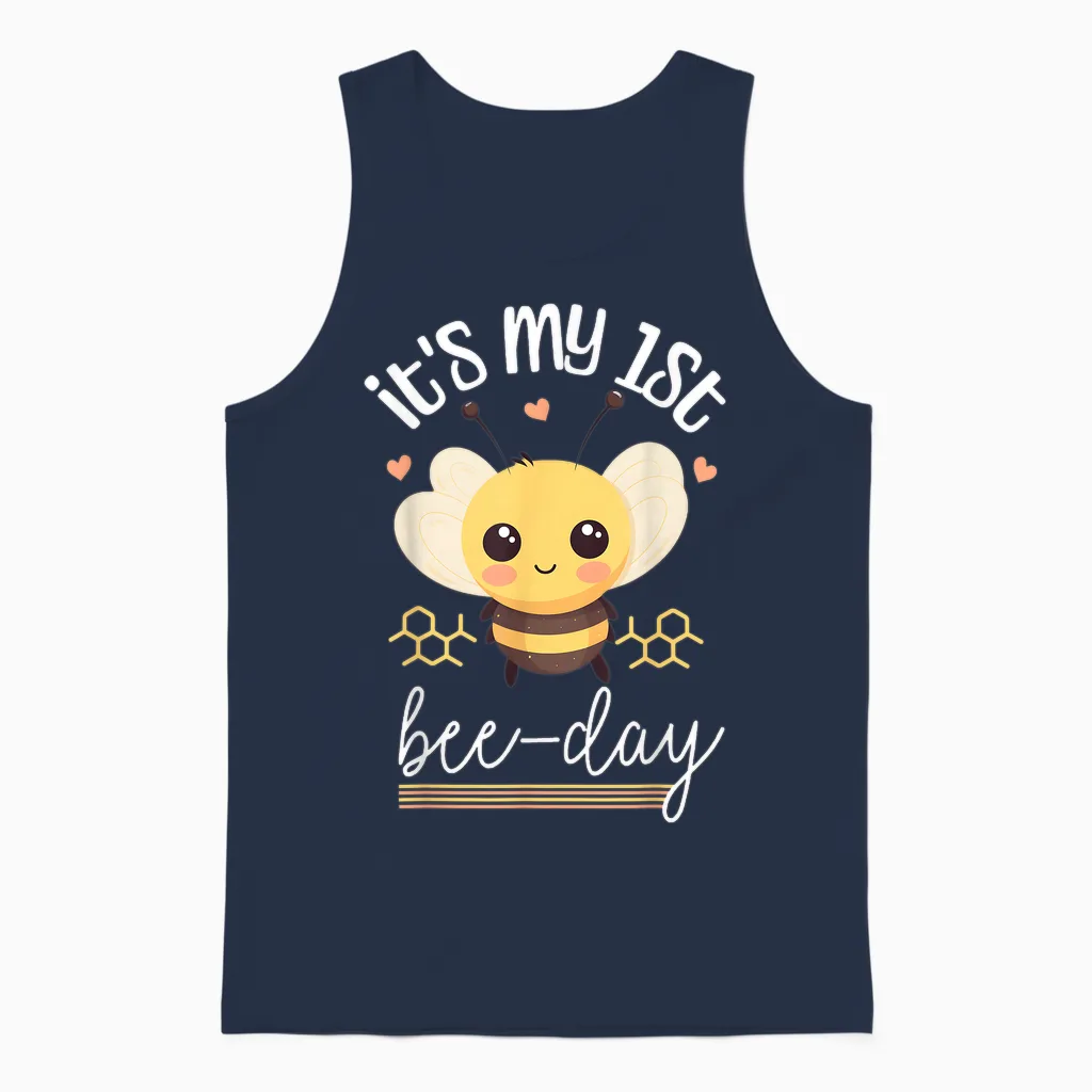 1. Geburtstag Biene, 1. Bienentag, Erste Geburtstagsparty Mädchen Unisex Tank Top in Navy