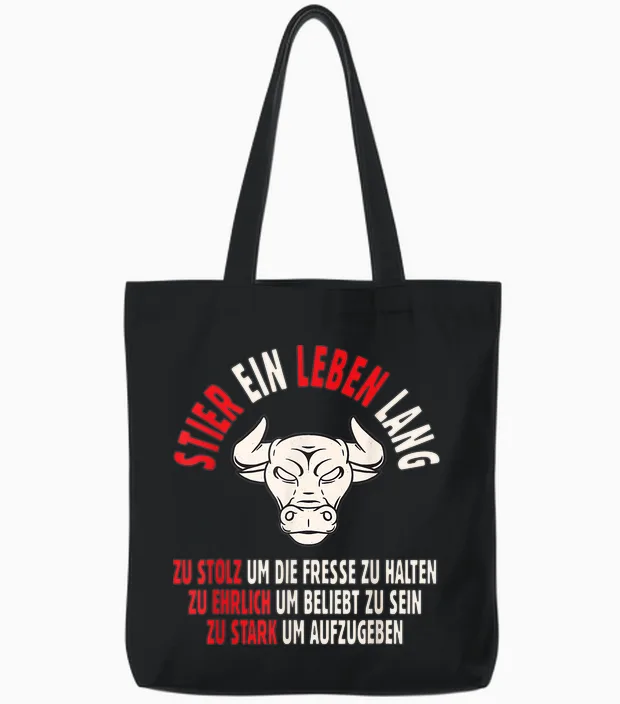 Sternzeichen Stier Geschenk - Unisex Astrologie-T-Shirt Schwarz Klein Eu S Tote Bags in Black