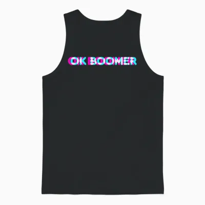 Ok Boomer Meme Funny Anaglyph Type Unisex Tank Top - Black