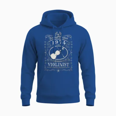 Vintage 1974 Violinist Birthday Gift Violin Player Unisex Hoodie - Royal