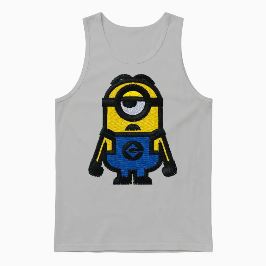 Minions Embroidery Unisex Tank Top in Ash